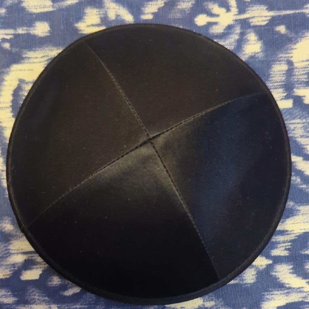 17cm Satin Black Yarlmuka For Temple, Synagogue And Jewish Religious Services